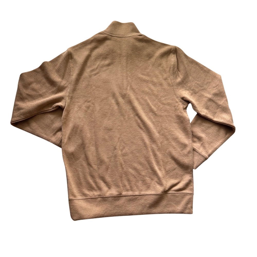 Lands' End Mens‎ Ribbed Quarter Zip Pullover Rich Camel Heather Tan Small NWT - Picture 2 of 7